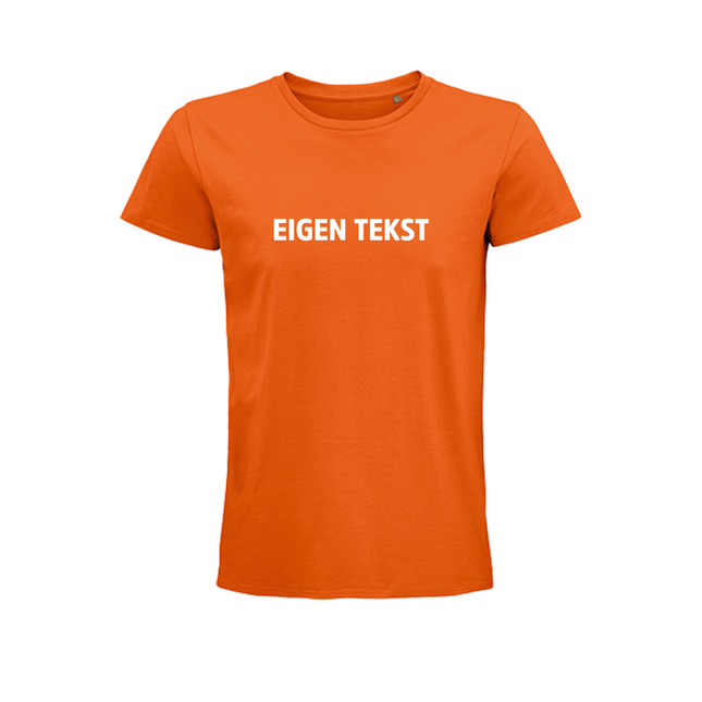 EIGEN TEKST t-shirt - oranje (dames)